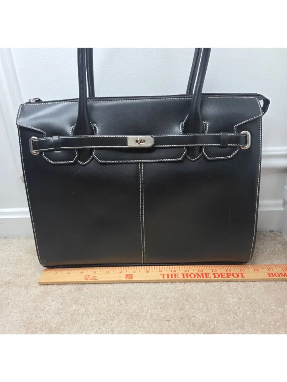 Wilsons Leather Black Laptop Bag Shoulder Bag Top Handle Women's